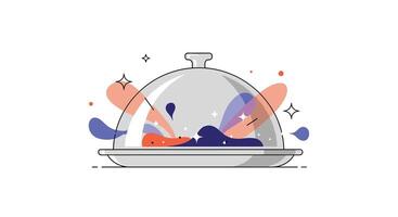A Gleaming Cloche Reveals a Culinary Masterpiece An Invitation to Delicious Experiences vector