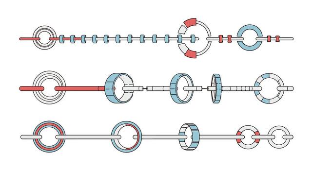 Abstract Geometric Illustration of Circular Shapes and Lines in Blue White and Red Color Palette vector