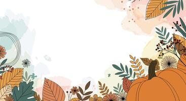 A Wonderful Autumn Harvest Season Awaits with Foliage and Pumpkins Decorations Displayed vector