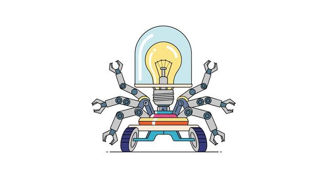 el autónomo móvil ligero bulbo robot con avanzado manipuladores explorador nuevo posibilidades de iluminación vector