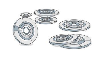 A Group of Round Disks Showing Internal Arrangement and Design Patterns vector