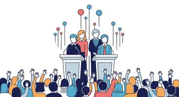 The Political Debate A Showcase of Public Engagement and Diverse Perspectives on Critical Issues vector