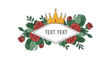 Elegant Floral Arrangement with a Golden Crown Perfect for Various Creative Design Needs vector