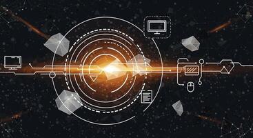 The Interconnected Digital World A Network of Devices and Information Exchange in Cyberspace vector