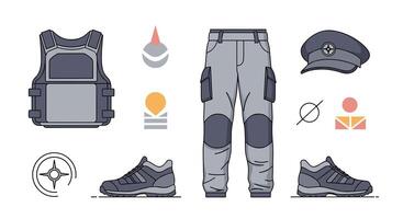 Tactical Gear and Uniform Components A Pixel Art Rendition For Game Design Inspiration vector