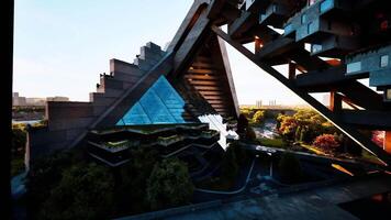 CGI Angular modern design with greenery at sunset video