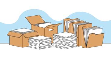 Boxes and Files of Stacks of White Papers a Solution to Cluttered Paper vector