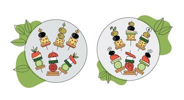 Delicious Vegetable and Cheese Skewers A Colorful Culinary Presentation for Gourmet Foodies vector
