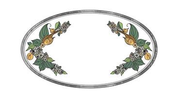 Elegant Oval Floral Frame Design with Leafy Branch Accent Illustration vector
