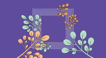 Nature Inspired Minimalist Abstract Illustration Background with Square Frames and Floral Elements vector