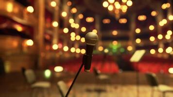 CGI Elegant old opera house stage ready for performance with glowing lights video