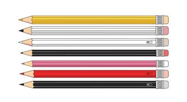 A Colorful Collection of Wooden Graphite Pencils Resting Against a White Background Portrait vector
