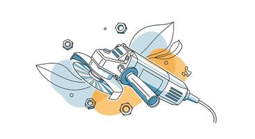 Artistic Depiction of a Power Tool Emphasizing Modern Design Elements with Abstract Shapes vector