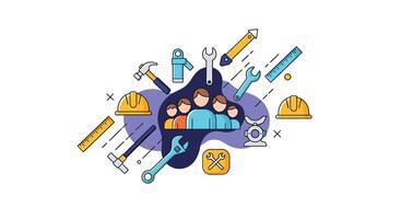 Skilled Workforce Building Infrastructure and Maintaining Essential Services for Community Development and Growth vector