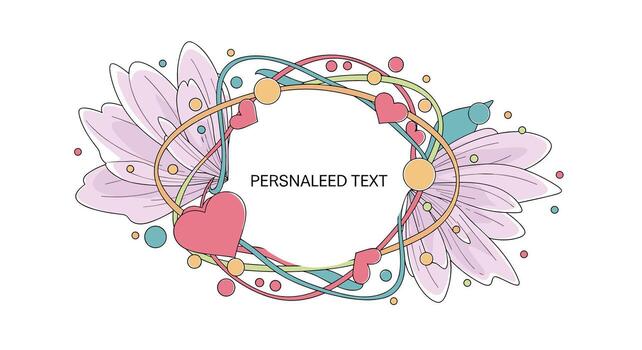 Floral Circle Border Frame with Hearts and Dots for Personalized Design Projects Template vector