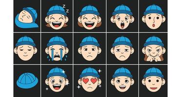 Cartoon Expressions Showcase Diverse Emotions Character Design Illustration Animation Style Creative Presentation Art vector