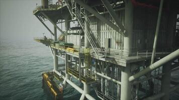 CGI Old oil platform overlooking the ocean during a cloudy afternoon video