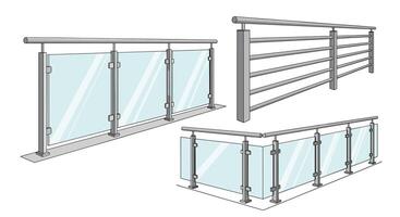 Modern Railing Systems and Components for Decks Porches and Other Outdoor Spaces vector