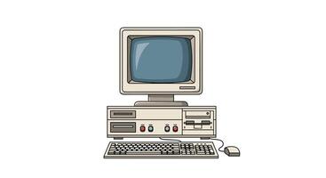 Retro Computer Technology Nostalgia Old School Computing Era Classic Design Digital Art vector
