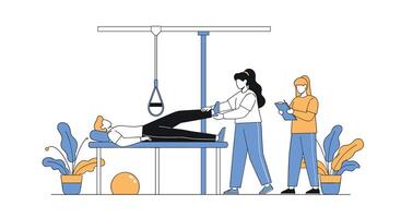 Rehabilitation and Recovery Improving Movement with Therapy Sessions for Physical Well Being and Health vector