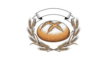 Freshly Baked Bread from Scratch with Grain and Empty Ribbon Banner Design vector