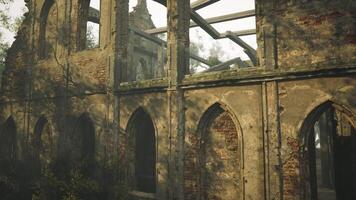 CGI Abandoned stone structure with arched windows and overgrown vines video