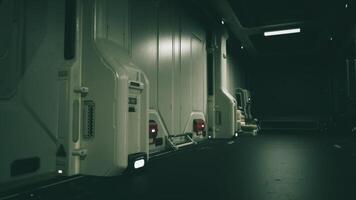 CGI Interior view of a futuristic space station corridor with sleeping pods video
