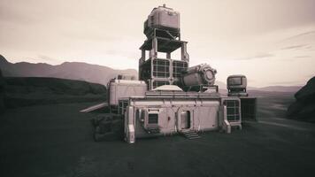 CGI Colonist base set on a distant planet during twilight hours video