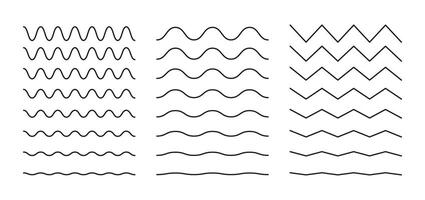 wavy and zigzag horizontal underline. Waves line set. Set of wavy lines. Wave ornament pattern. Wave thin line background. vector