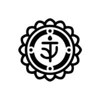 The symbol for the chakra is shown in black and white vector