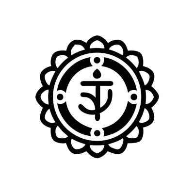 The symbol for the chakra is shown in black and white