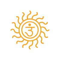 The sun symbol is shown in a flat design vector