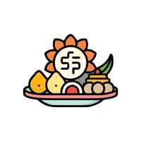 A plate with fruit and vegetable new style on it vector