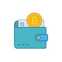 Bitcoin wallet icon with coin vector