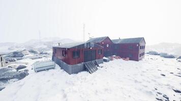 CGI Old research station in antarctica conducting weather experiments video