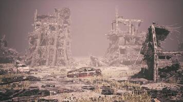 CGI Amidst the ruins of a once thriving city, remnants of buildings lay in piles video