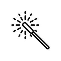 A black and white icon of a sparkler vector