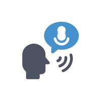 A person with a microphone and a speech bubble vector