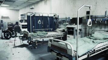 CGI Abandoned hospital ward with empty beds and decaying equipment video