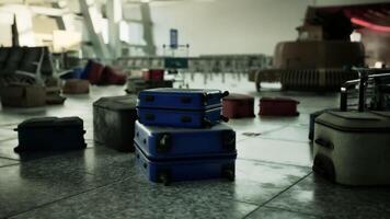 CGI Abandoned airport terminal with scattered luggage and decaying infrastructure video