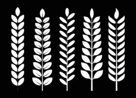 Five white leaf design with branch vector
