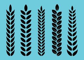 Five black leaf design with branch vector