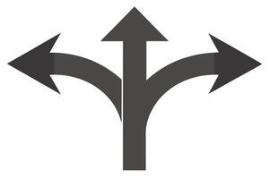 Dark Grey Forked Arrow Icon Three Directions Split Path vector