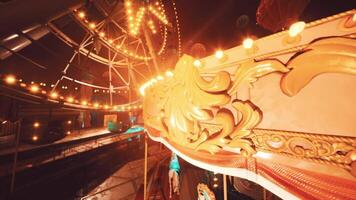 CGI An empty amusement park at night with glowing lights and vibrant rides video