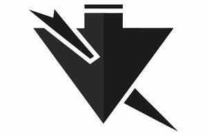 Stylized Black Downward Arrow Icon Solid Geometric Design vector