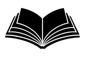 Black Minimalist Line Art Open Book Icon white vector