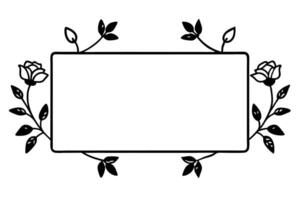 Black Rectangular Frame with Roses and Leaves black frame vector
