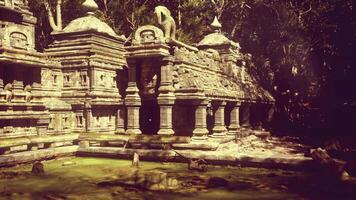 CGI Ancient stone temple ruins in Cambodia surrounded by lush greenery video