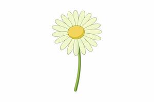Flat Style Illustration of a Pale Yellow Daisy with Green Stem vector