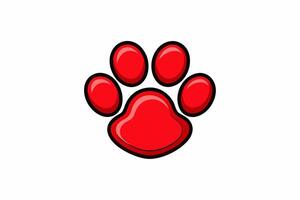 Glossy Bright Red Paw Print Icon Graphic glossy paw print vector